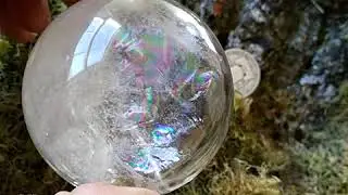 Clear Quartz Sphere with amazing rainbow - Crystal ball