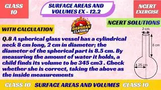 A spherical glass vessel has a cylindrical neck 8 cm long 2 cm in diameter