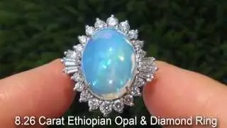 Сертифицированное GIA коктейльное кольцо Celebrity Estate с эфиопским опалом и бриллиантами Сертифицированный ювелирный аукцион