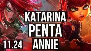 KATARINA vs ANNIE (MID) | Penta, Godlike, 800K mastery | NA Master | 11.24