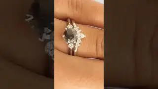 Art Deco Salt and Pepper Diamond Engagement Ring Set, Vintage Platinum Ring