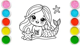 Beautiful Mermaid Drawing for kids, Painting & Coloring for kids, Toddlers | Let's Draw Together