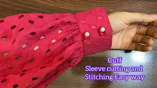 Cuff Sleeves design cutting stitching / How to make button cuff Sleeves / button cuff Sleeves design