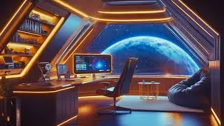 🚀 Work Inside a Space Station Office ✨ Deep Sci-Fi Ambient for Night Focus & Productivity | 4K