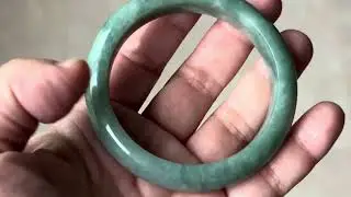 Unique Myanmar Jadeite Bangle | 54.9 mm | Half Round Cut