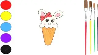 How To Draw A Cute Bunny Ice Cream Step By Step For Kids | Easy Ice Cream Drawing For Ikg Students