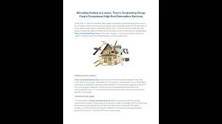 Elevating Homes to Luxury  Tony&rsquo;s Contracting Group Corp's Exceptional High End Renovation Services