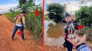 Simples Assim! Vara de Bambu na Beira da Estrada e Peixe Até Não Acabar Mais