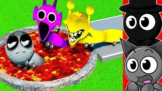 SPRUNKI WORMS vs LAVA PITS..