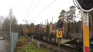 Sweden, Molkom, Backa Friskola, Hectorrail freight train passing by Molkom 