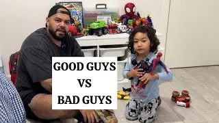 Good Guys vs Bad Guys Pretend Battle and Fun Exercises