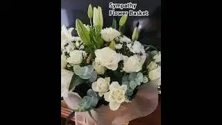 Sympathy Flower Basket Arrangement for funeral 🖤🤍 #flowers #funeral #flowerarrangement