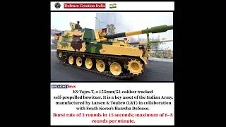 K9 Vajra-T, a 155mm/52-caliber tracked self-propelled howitzer. #shorts #viral #trending #indianarmy