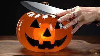 🎃 A Distorted Face Emerges&hellip; 【ASMR】 Glass Jack-o'-Lantern Cutting (Failed Horror Art?)