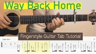 Way Back Home - SHAUN (숀) - Short Version - | Fingerstyle Guitar Cover | TAB Tutorial