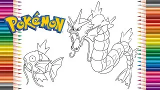 Colorindo evolu&ccedil;&atilde;o POK&Eacute;MON MAGIKARP GYARADOS  desenhos coloridos divertidos coloring pok&eacute;mon