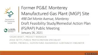 Former PG&E Monterey Manufactured Gas Plant Public Meeting - January 26, 2021