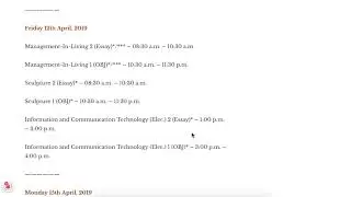 Waec 2019 timetable - May June 2019/2020 Wassce time table