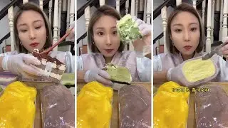 [asmr] desserts chinese eating show, crepe roll cake, chocolate lava mukbang 🍫🍫🍫