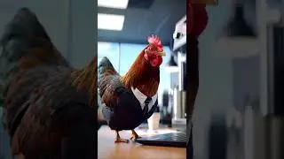 A chicken working in office #music #anime #song #hen #chicken