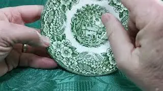 Broadhurst Ironstone Green and White China Constable Series 5.5-Inch Saucer