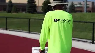 Line marking athletics track by www tracktechinternational