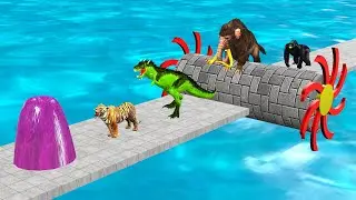 An Obstacles Game With Wild Animals Gorilla Mammoth Elephant Cow Tiger Dinosaur Animal Games