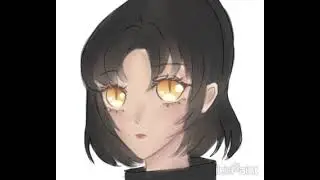 drawing of anime koolean girl with golden cat eyes