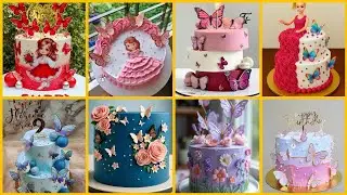 Beautiful Butterfly theme birthday cake design for girls//birthday cake decorating ideas