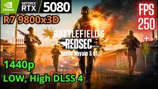 Battlefield 6 RTX 5080, Ryzen 7 9800x3D, 1440p LOW, High DLSS4, REDSEC, FPS Test
