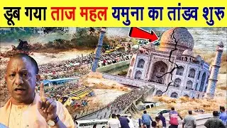 Taj Mahal drowned, Yamuna's havoc begins! Agra Flood in Taj Mahal! Yamuna flood! Floods News