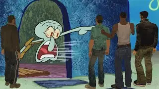 Squidward screaming at every GTA protagonist