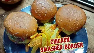 Chicken smashed burger for ramzan iftari easy recipe
