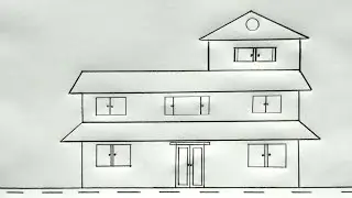 Three floor house drawing