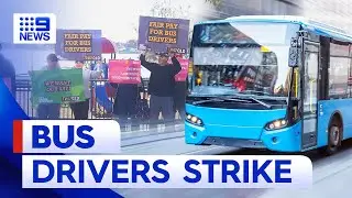 Queensland bus drivers walk off the job in protest | 9 News Australia