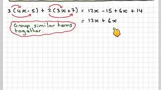 Expanding and simplifying an expression with the unknown on both sides