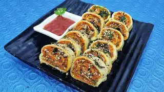 Pav Bhaji roll | Easy Party Snack| Steamed Pav Bhaji Roll |Quick And Easy Breakfast Recipe| veg Roll