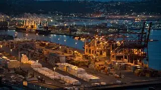 Грузовой порт Сиэтла. Таймлэпс / Port of Seattle - Container Yard. Timelapse.