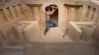 Jungle Survival: Digging to Build Ancient Underground Shelter by Ancient Skills