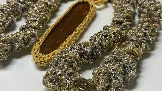 Beginner crochet Jewlery tutorial Curly Q easy crochet necklace (Tutorial AC 3) #scrapyarnproject