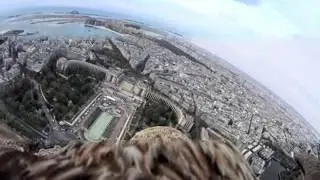 Eagle with camera flies from Dubai skyscraper