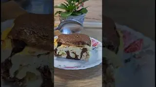 Chocolate sponge cake with a cream cheese grid that creates a beautiful pattern as it bakes.