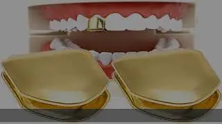 HuiYouHui 2 Pieces 14K Plated Gold Grillz Mouth Teeth, Hip Hop Teeth Plain , Top Tooth Single Grill