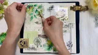ASMR 편안한 초록🌿 다이어리 꾸미기 Art journalingㅣScrapbookingㅣRelaxing soundsㅣCollageㅣ紙の音ㅣコラージュㅣ다꾸