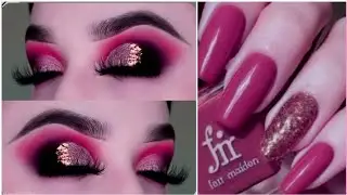 Pink & black glitter eye makeup tutorial 