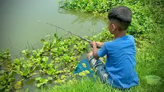 Best Fishing Video  Traditional Hook Fishing in Village Smart Small Boy Fishing With Hook