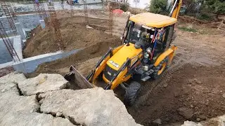 JCB Backhoe Felling Soil in House Foundation - JCB Working For House Construction - JCB Video 2
