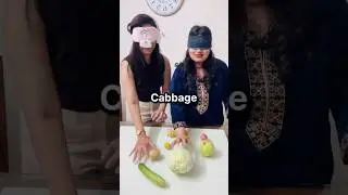 Blindfolds ON again 👀🥕 Guess the veggie! #ytshorts #games #blindfoldchallenge #fun