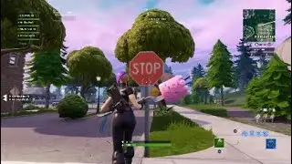 Destroy stop signs with the Catalyst outfit (Pleasant Park)