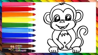 How to Draw a Monkey 🐵 Draw and Color a Monkey 🐒🌈 Drawings for Kids